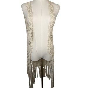 Umgee Women Fringe Crochet Vest S Western Festival Cottagecore Layering Top Boho